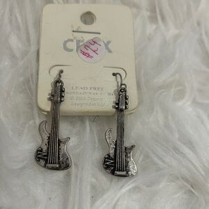 Women’s Silver Guitar Earrings NEW NWT